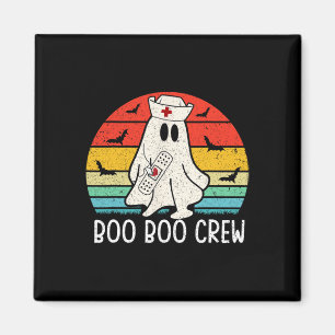 Retro Ghost Boo Boo Crew Women Nurses Funny Hallow Magnet
