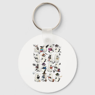 Retro Ghost Book Fantasy Halloween  Keychain