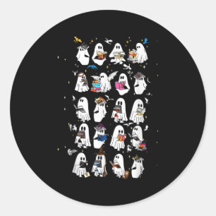 Retro Ghost Book Fantasy Series Halloween Book Lov Classic Round Sticker