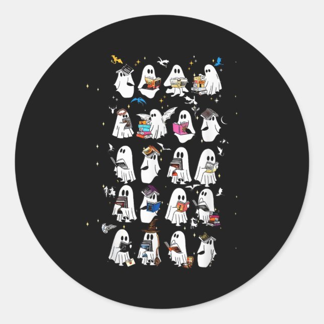Retro Ghost Book Fantasy Series Halloween Book Lov Classic Round Sticker (Front)