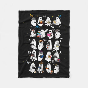 Retro Ghost Book Fantasy Series Halloween Book Lov Fleece Blanket