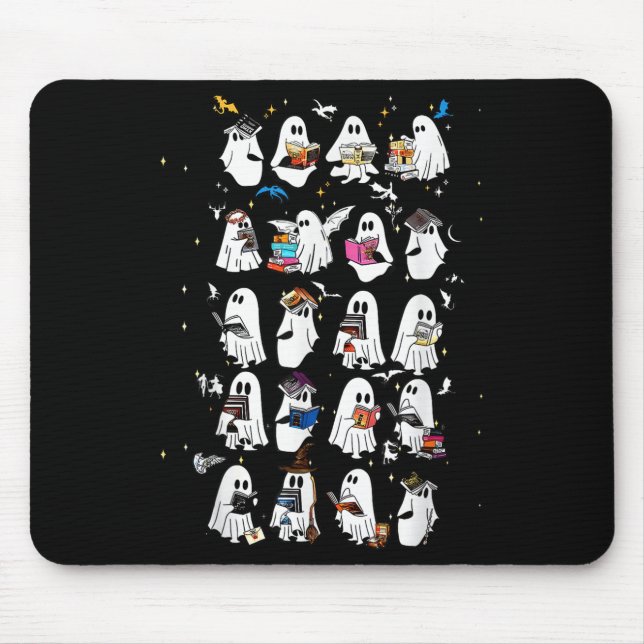 Retro Ghost Book Fantasy Series Halloween Book Lov Mouse Pad (Front)