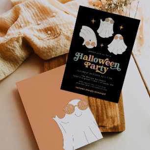 Retro Ghost Cute Halloween Party Invitation
