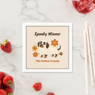 Retro Ghost Dachshund Halloween Spooky Napkin