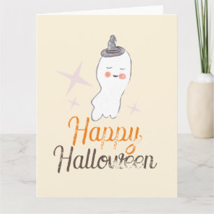 Retro Ghost Doodle Halloween Design  Card