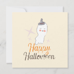 Retro Ghost Doodle Halloween Design  Card