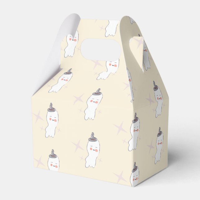 Retro Ghost Doodle Halloween Pattern Favor Box (Front Side)