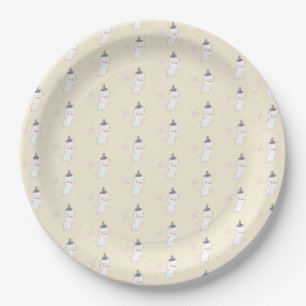 Retro Ghost Doodle Halloween Pattern  Paper Plate