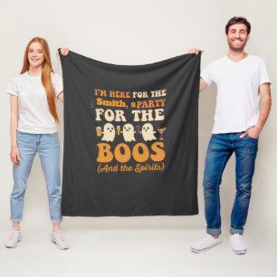 Retro Ghost Halloween Here For The Boos Fu Fleece Blanket