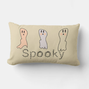 Retro Ghost Hand Lettering Spooky Tan  Lumbar Pillow