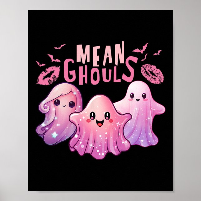 Retro Ghost Mean Ghouls Fun Halloween  Spooky Seas Poster (Front)
