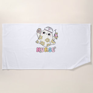 Retro Ghost Nurse Halloween Design Classic T-Shirt Beach Towel