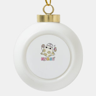 Retro Ghost Nurse Halloween Design Classic T-Shirt Ceramic Ball Christmas Ornament