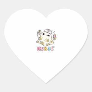 Retro Ghost Nurse Halloween Design Classic T-Shirt Heart Sticker