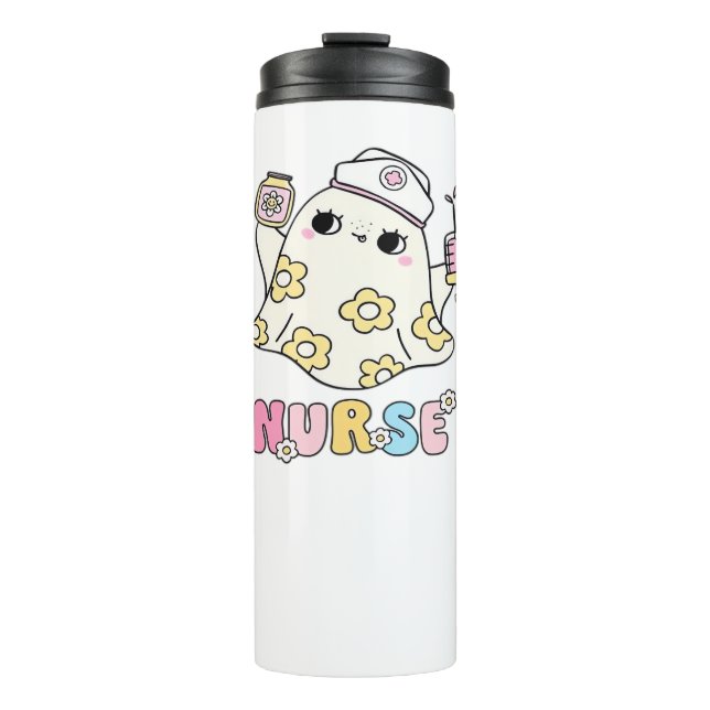 Retro Ghost Nurse Halloween Design Classic T-Shirt Thermal Tumbler (Front)
