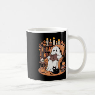 Retro Ghost Reading Books Coffee Mug