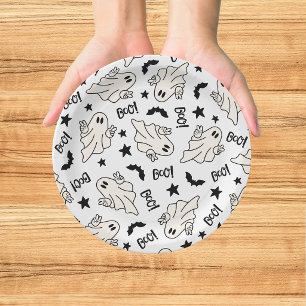 Retro Ghost Spooktacular  Halloween Paper Plate