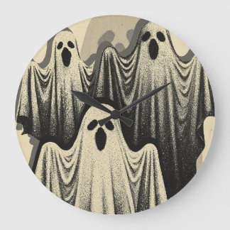 Retro Ghost Trio Floating Large Clock