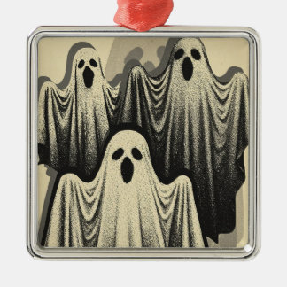 Retro Ghost Trio Floating Metal Ornament