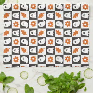 Retro Ghosts Halloween   Cute Pastel Ghost Kids  Kitchen Towel