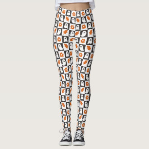 Retro Ghosts Halloween Cute Pastel Ghost Kids Leggings
