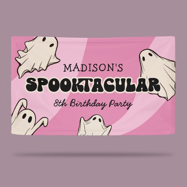 Retro Ghosts Halloween Kids Birthday Party Banner (Creator Uploaded)