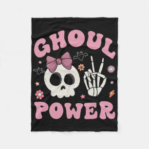 Retro Ghoul Power Halloween Girl Power Skull Toddl Fleece Blanket