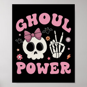 Retro Ghoul Power Halloween Girl Power Skull Toddl Poster
