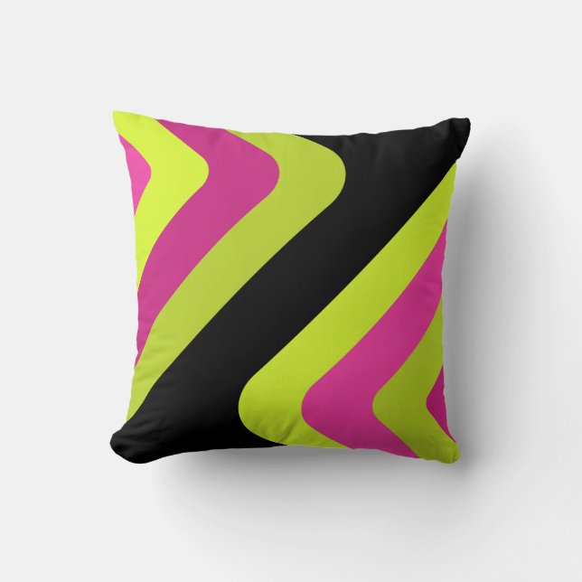 Retro Giant Diamonds Chartreuse Magenta Throw Pillow (Front)