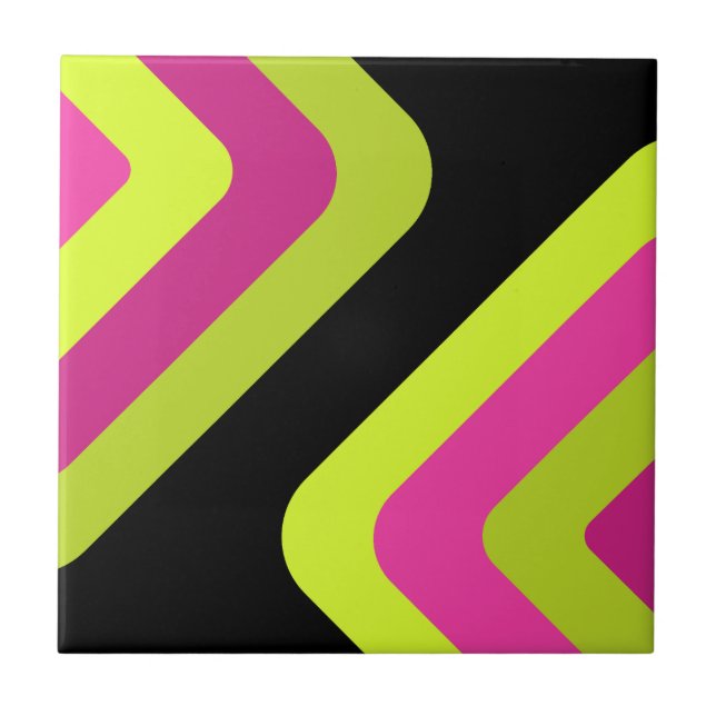 Retro Giant Diamonds Chartreuse Magenta Tile (Front)
