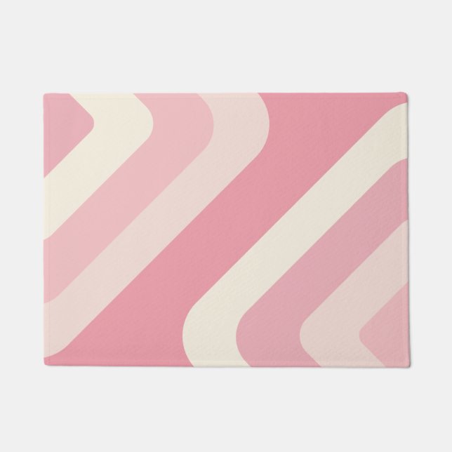 Retro Giant Diamonds Pink Vanilla Doormat (Front)