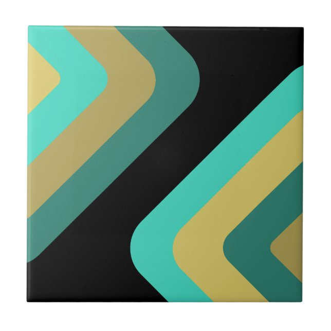 Retro Giant Diamonds Turquoise Gold Tile (Front)