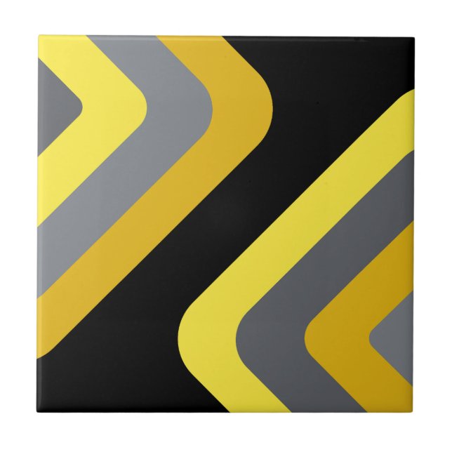 Retro Giant Diamonds Yellow Grey Tile (Front)