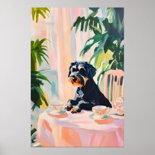 Retro Giant Schnauzer Poster, Giant Schnauzer Oil Poster