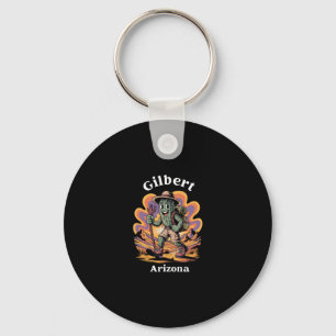 Retro Gilbert Arizona Hiking Trail Adventure Cactu Keychain
