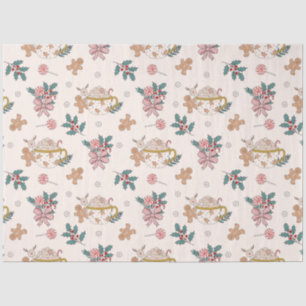 Retro Gingerbread Cookies and Tea Christmas  Tissue Paper