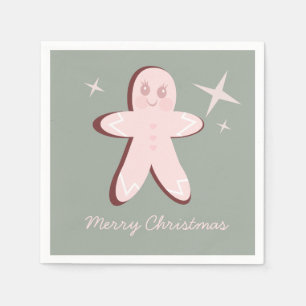 Retro Gingerbread Cookies Groovy Christmas Napkin