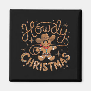 Retro Gingerbread Cowboy Western Howdy Christmas U Magnet