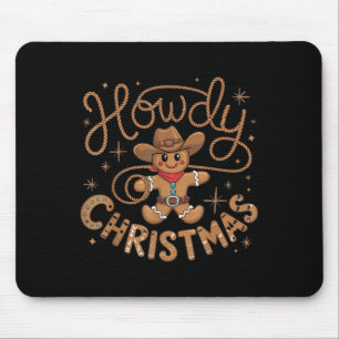 Retro Gingerbread Cowboy Western Howdy Christmas U Mouse Pad