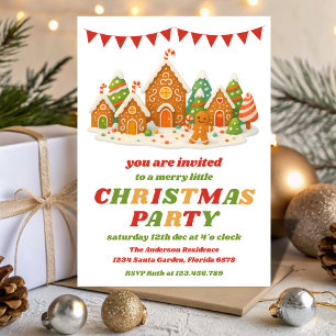 Retro Gingerbread Editable Christmas Party Invitation