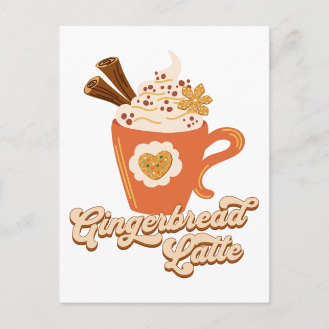 Retro Gingerbread Latte Coffee Postcard (Front)