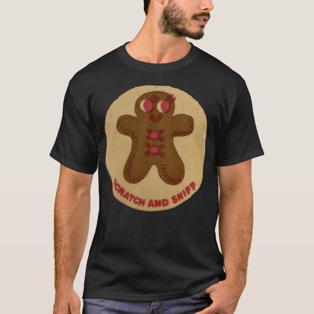 Retro Gingerbread Man Scratch And Sniff T-Shirt (Front)