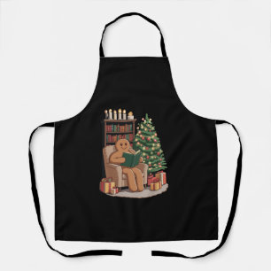 Retro Gingerbread Reading Books Christmas Teacher Apron