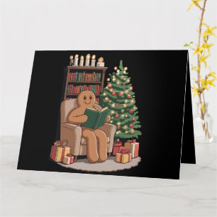 Retro Gingerbread Reading Books Christmas Teacher Card