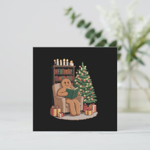 Retro Gingerbread Reading Books Christmas Teacher  Holiday Card