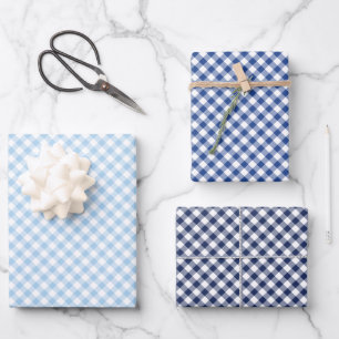 Retro Gingham 3 Blue Wrapping Paper Sheet