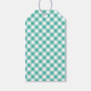 Retro Gingham Bluegrass Green Gift Tags