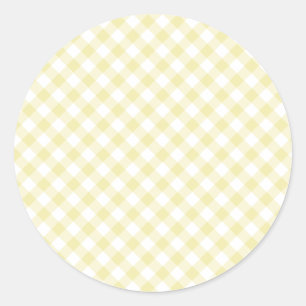 Retro Gingham Butter Yellow Classic Round Sticker