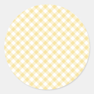 Retro Gingham Canary Yellow Classic Round Sticker