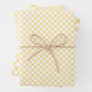 Retro Gingham Canary Yellow Wrapping Paper Sheet